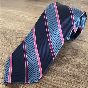Nordstrom Navy and Pink Striped Silk Tie